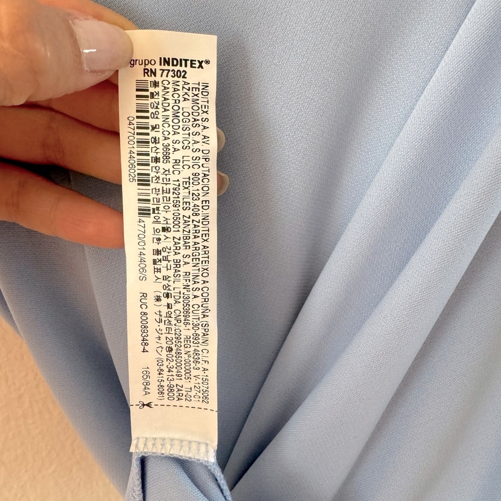 Zara Ruched Light Blue Dress S - Picture 6 of 6